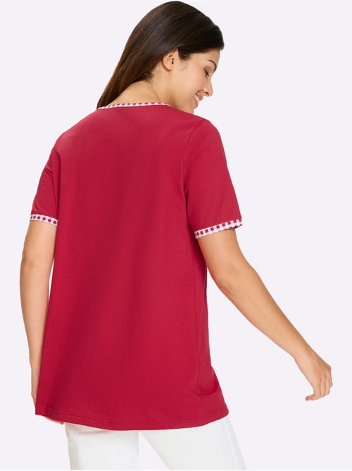 T-shirt long à encolure ronde avec motif cœurs et manches courtes - Taille standard - Moda Vilona - Kiabi