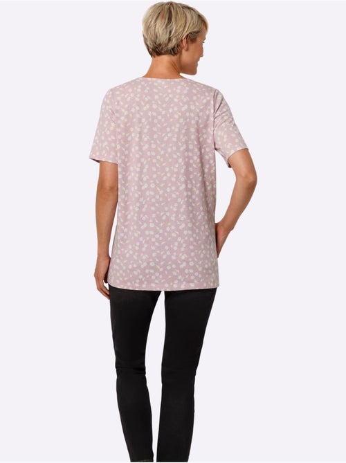 T-shirt long à encolure ronde avec motif floral et manches courtes - Taille standard - Moda Vilona - Kiabi T-shirt long à encolure ronde avec motif floral et manches courtes - Taille standard - Moda Vilona - Kiabi