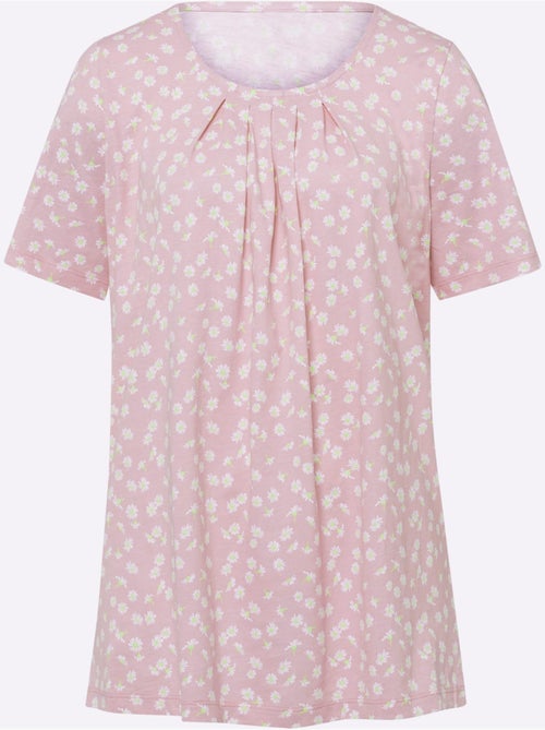 T-shirt long à encolure ronde avec motif floral et manches courtes - Taille standard - Moda Vilona - Kiabi T-shirt long à encolure ronde avec motif floral et manches courtes - Taille standard - Moda Vilona - Kiabi