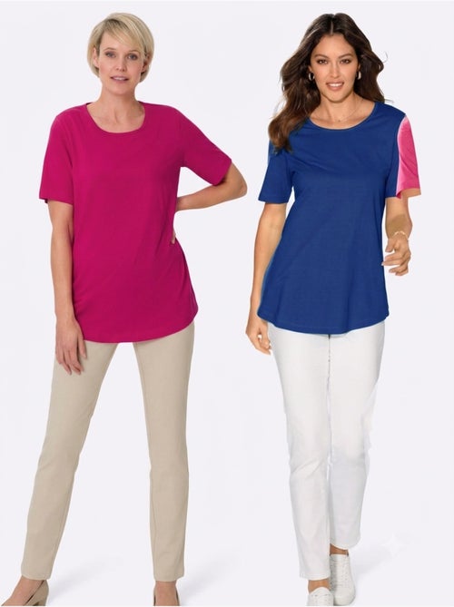 T-shirt long à encolure ronde et manches courtes avec ourlet arrondi - Taille standard - Moda Vilona - Kiabi T-shirt long à encolure ronde et manches courtes avec ourlet arrondi - Taille standard - Moda Vilona - Kiabi