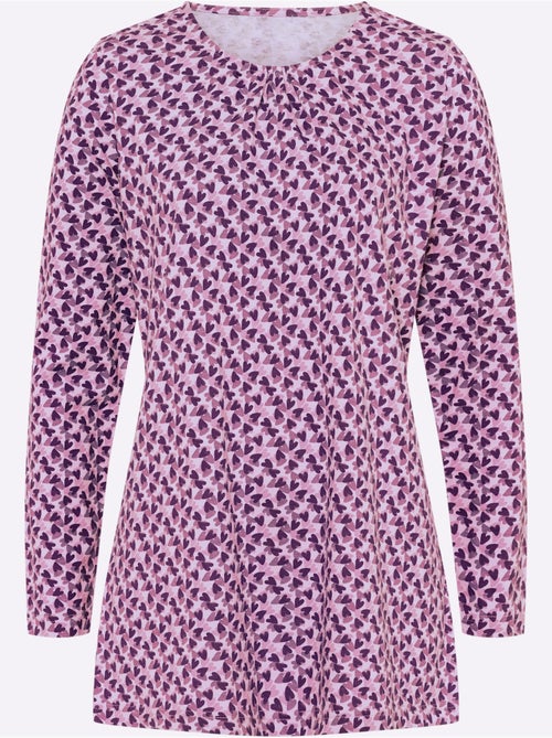 T-shirt long à encolure ronde froncée avec imprimé floral - taille standard - moda vilona - Kiabi T-shirt long à encolure ronde froncée avec imprimé floral - taille standard - moda vilona - Kiabi