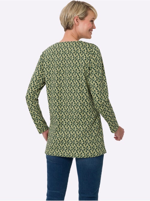 T-shirt long à encolure ronde froncée avec motif floral - taille standard - moda vilona - Kiabi T-shirt long à encolure ronde froncée avec motif floral - taille standard - moda vilona - Kiabi