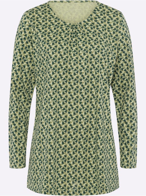 T-shirt long à encolure ronde froncée avec motif floral - taille standard - moda vilona - Kiabi T-shirt long à encolure ronde froncée avec motif floral - taille standard - moda vilona - Kiabi
