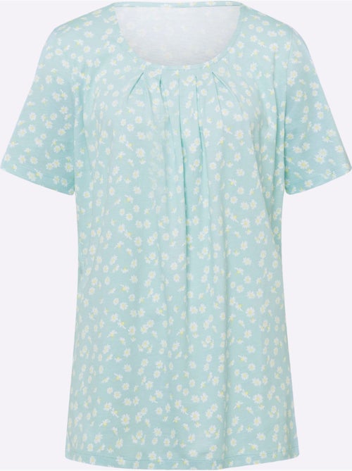 T-shirt long à encolure ronde plissée avec motifs floraux - Taille standard - Moda Vilona - Kiabi T-shirt long à encolure ronde plissée avec motifs floraux - Taille standard - Moda Vilona - Kiabi