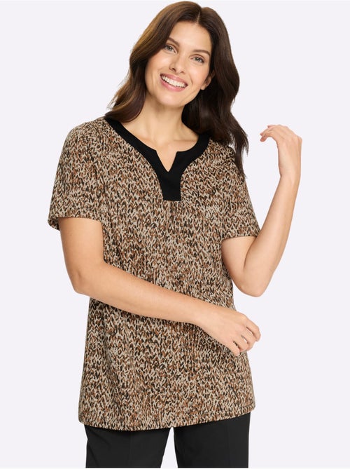 T-shirt long à encolure V avec motifs imprimés et manches courtes - Taille standard - Moda Vilona - Kiabi T-shirt long à encolure V avec motifs imprimés et manches courtes - Taille standard - Moda Vilona - Kiabi