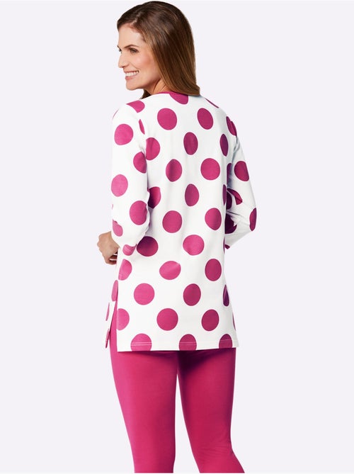 T-shirt long à pois avec encolure ronde et manches 3/4 - Taille standard - Witt - Kiabi T-shirt long à pois avec encolure ronde et manches 3/4 - Taille standard - Witt - Kiabi