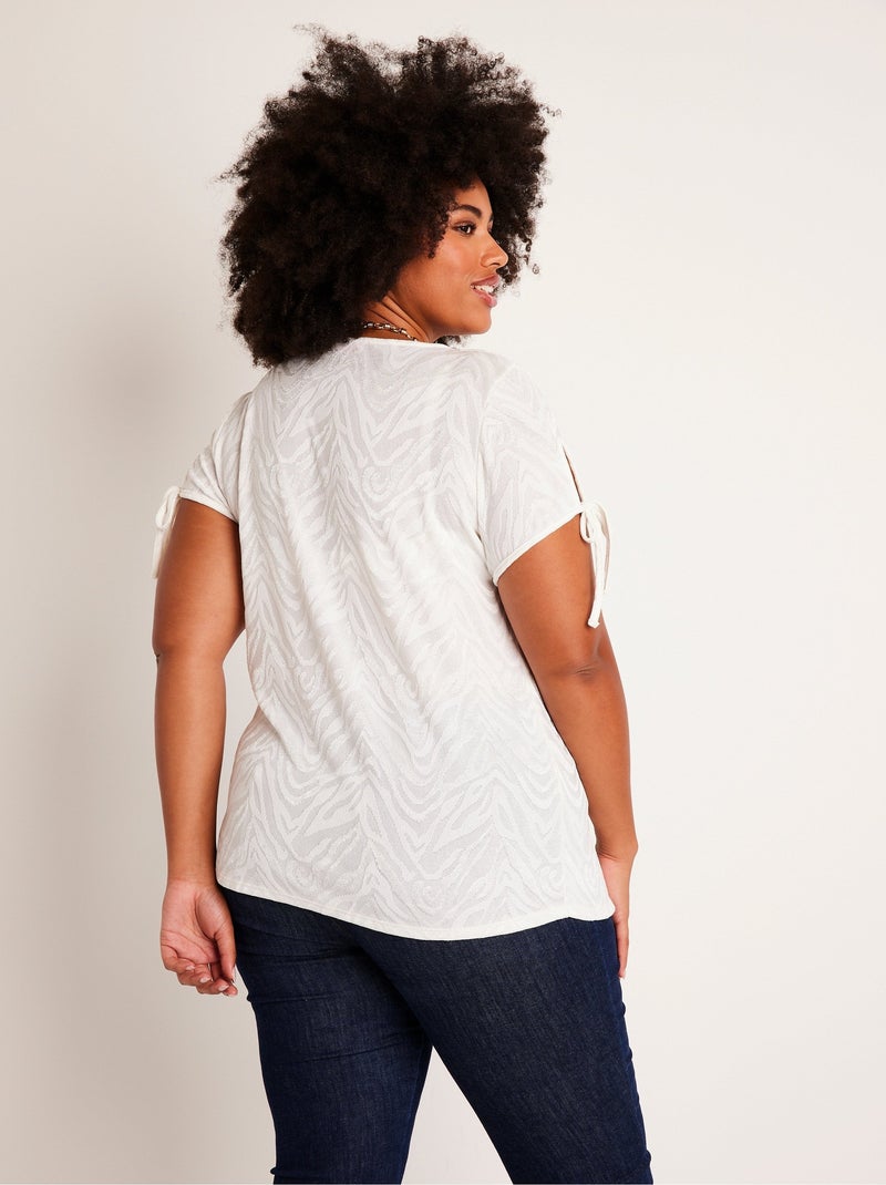 T-shirt long ample col V Beige - Kiabi