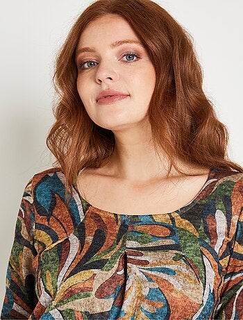 T-shirt long ample imprimé col rond