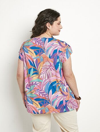 T-shirt long ample manches courtes imprimé