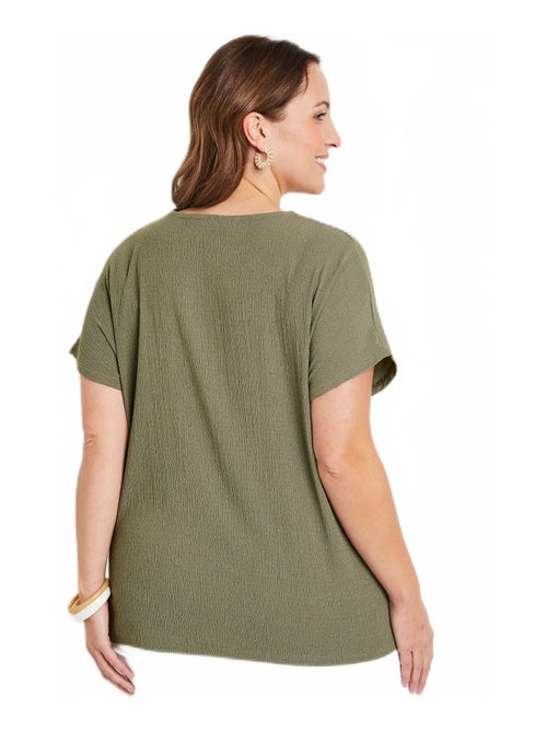 T-shirt long ample uni brodé - Kiabi