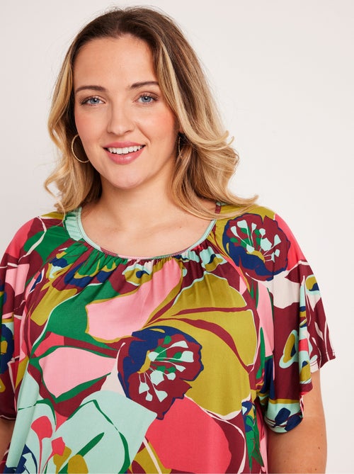 T-shirt long ample uni ou fleuri - Kiabi