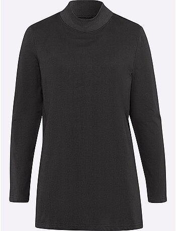 T-shirt long avec col montant et manches longues à fentes latérales - taille standard - moda vilona