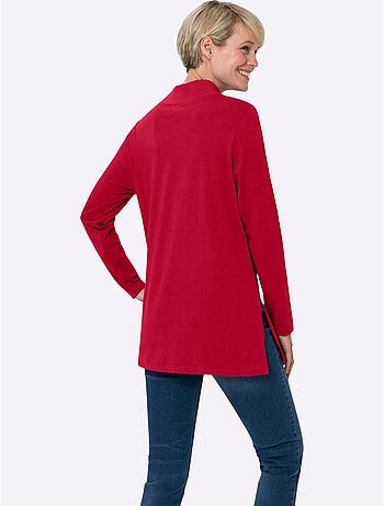 T-shirt long avec col montant et manches longues à fentes latérales - taille standard - moda vilona