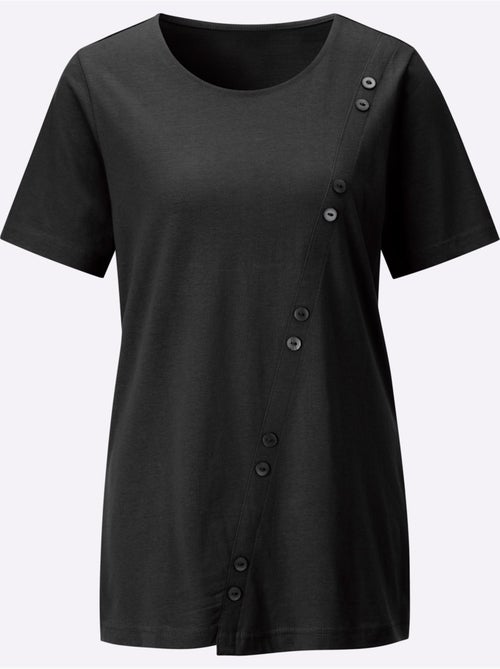 T-shirt long avec col rond et manches courtes à boutons décoratifs - Taille standard - Witt - Kiabi T-shirt long avec col rond et manches courtes à boutons décoratifs - Taille standard - Witt - Kiabi