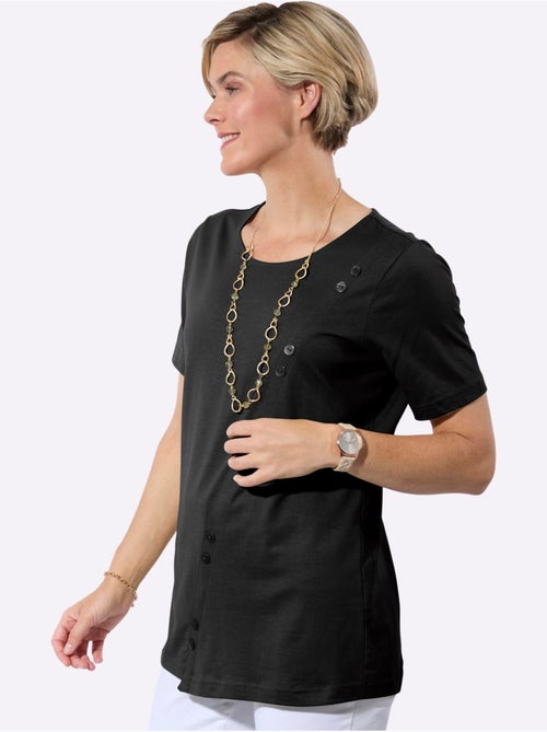 T-shirt long avec col rond et manches courtes à boutons décoratifs - Taille standard - Witt - Kiabi T-shirt long avec col rond et manches courtes à boutons décoratifs - Taille standard - Witt - Kiabi