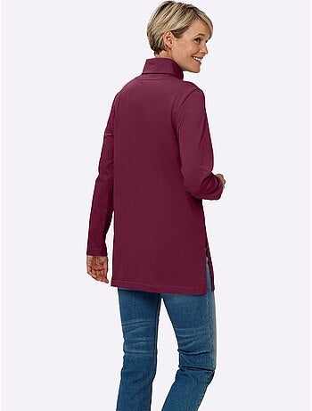 T-shirt long avec col roulé et fentes latérales hautes - taille standard - moda vilona