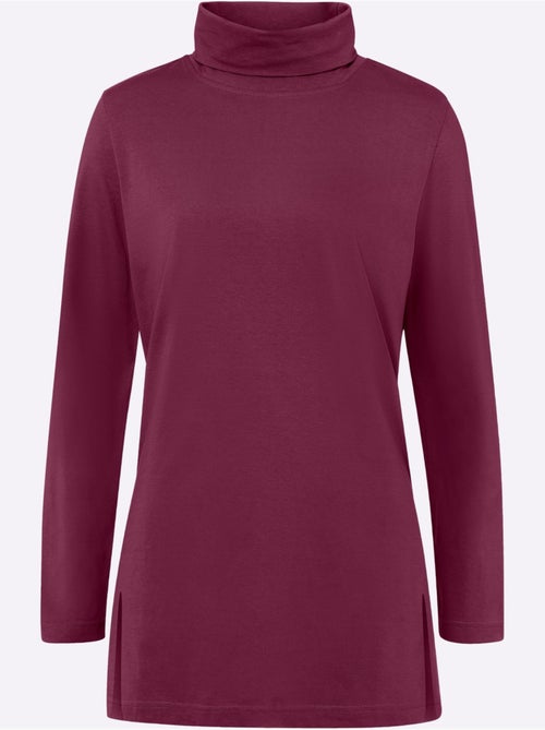 T-shirt long avec col roulé et fentes latérales hautes - taille standard - moda vilona - Kiabi T-shirt long avec col roulé et fentes latérales hautes - taille standard - moda vilona - Kiabi