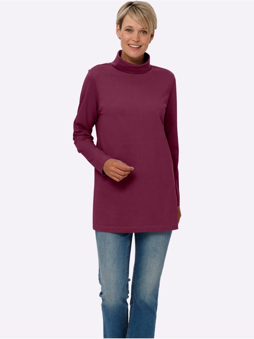 T-shirt long avec col roulé et fentes latérales hautes - taille standard - moda vilona - Kiabi T-shirt long avec col roulé et fentes latérales hautes - taille standard - moda vilona - Kiabi