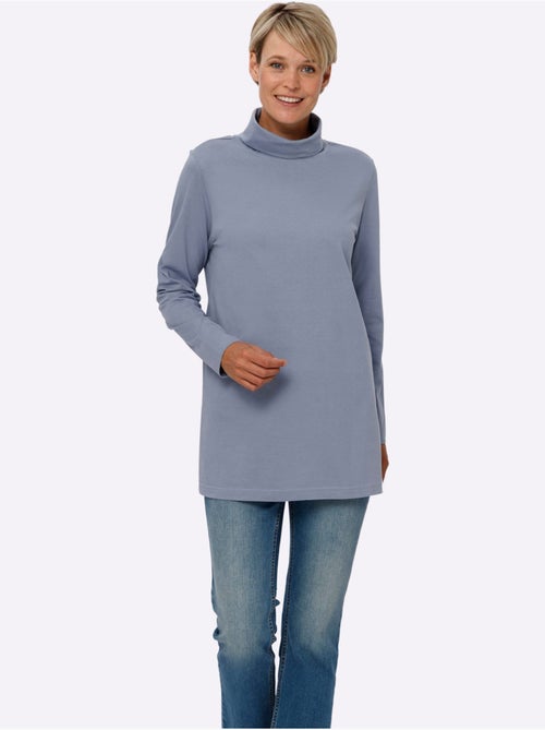 T-shirt long avec col roulé et manches longues - taille standard - moda vilona - Kiabi