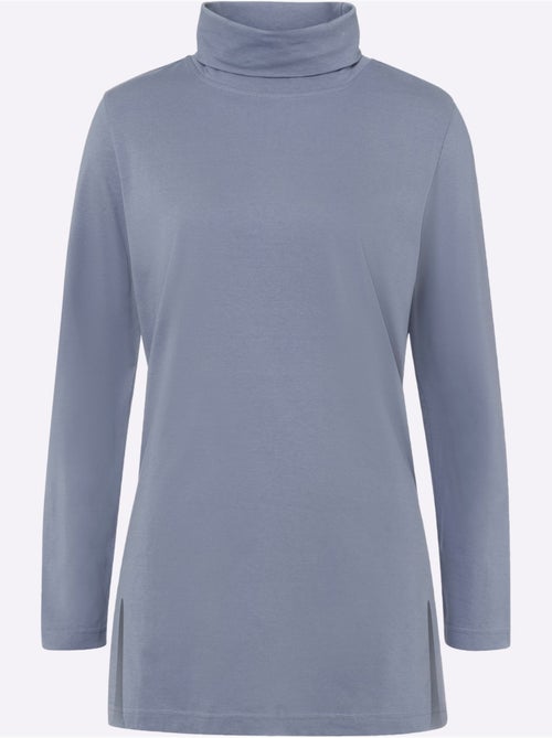 T-shirt long avec col roulé et manches longues - taille standard - moda vilona - Kiabi