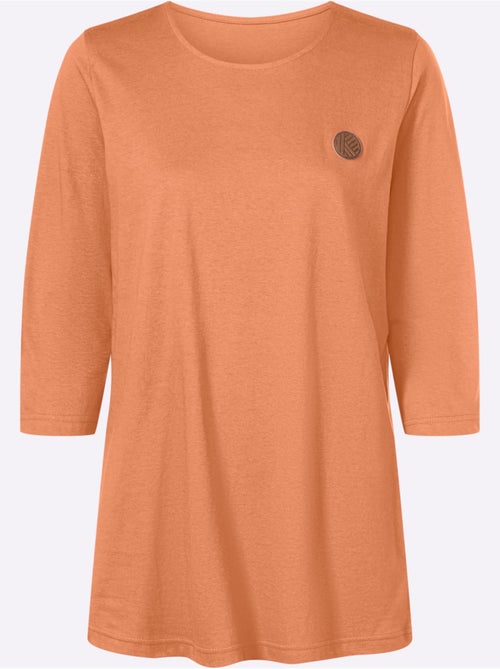 T-shirt long avec empiècement décoratif et manches 3/4 - taille standard - moda vilona - Kiabi T-shirt long avec empiècement décoratif et manches 3/4 - taille standard - moda vilona - Kiabi