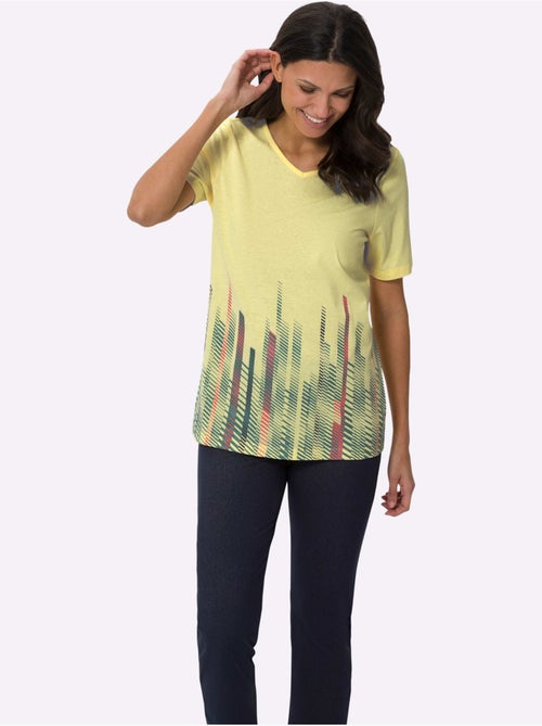 T-shirt long avec encolure en V et imprimé graphique - Taille standard - Moda Vilona - Kiabi T-shirt long avec encolure en V et imprimé graphique - Taille standard - Moda Vilona - Kiabi