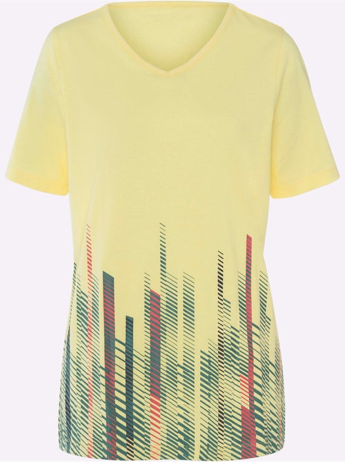 T-shirt long avec encolure en V et imprimé graphique - Taille standard - Moda Vilona - Kiabi T-shirt long avec encolure en V et imprimé graphique - Taille standard - Moda Vilona - Kiabi