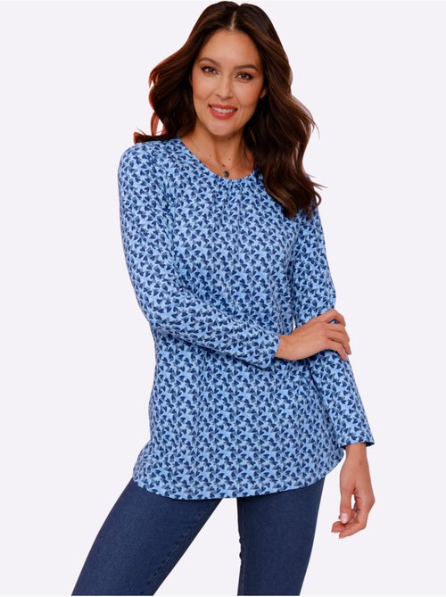 T-shirt long avec encolure ronde à manches longues et motifs floraux - taille standard - moda vilona - Kiabi T-shirt long avec encolure ronde à manches longues et motifs floraux - taille standard - moda vilona - Kiabi