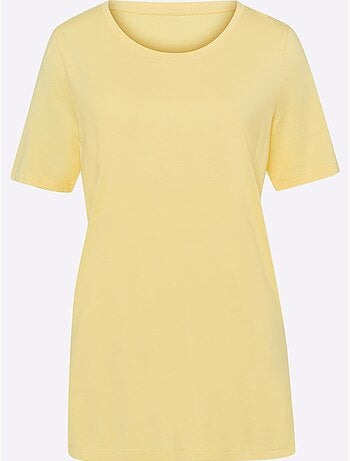 T-shirt long avec encolure ronde et fentes latérales - Taille standard - Moda Vilona