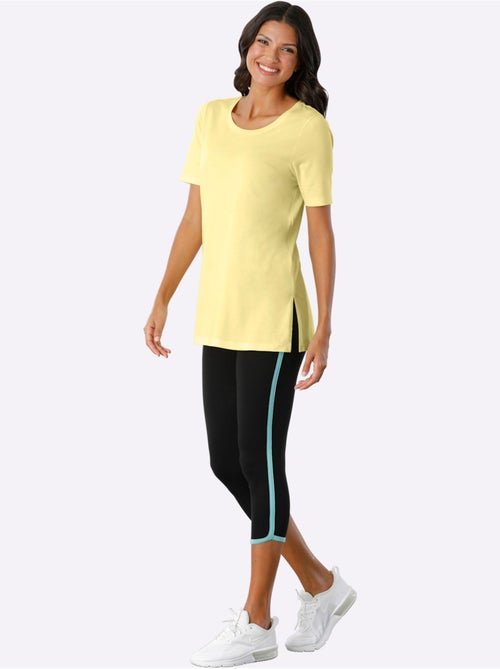 T-shirt long avec encolure ronde et fentes latérales - Taille standard - Moda Vilona - Kiabi