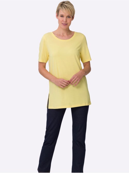 T-shirt long avec encolure ronde et fentes latérales - Taille standard - Moda Vilona - Kiabi