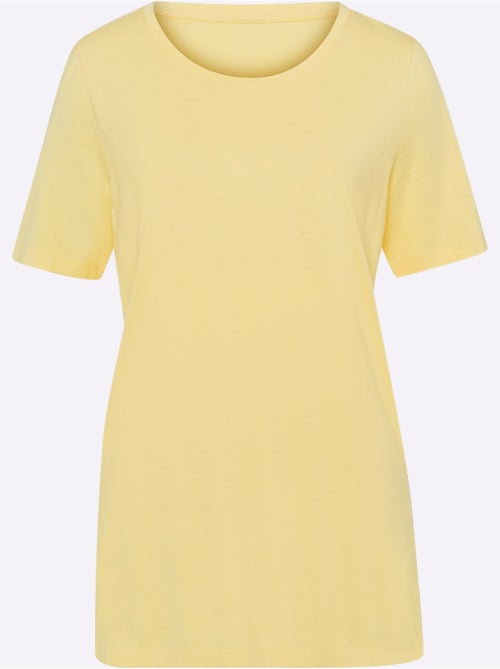 T-shirt long avec encolure ronde et fentes latérales - Taille standard - Moda Vilona - Kiabi