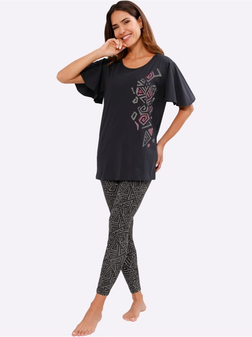 T-shirt long avec encolure ronde et imprimé ethnique - Taille standard - Moda Vilona - Kiabi