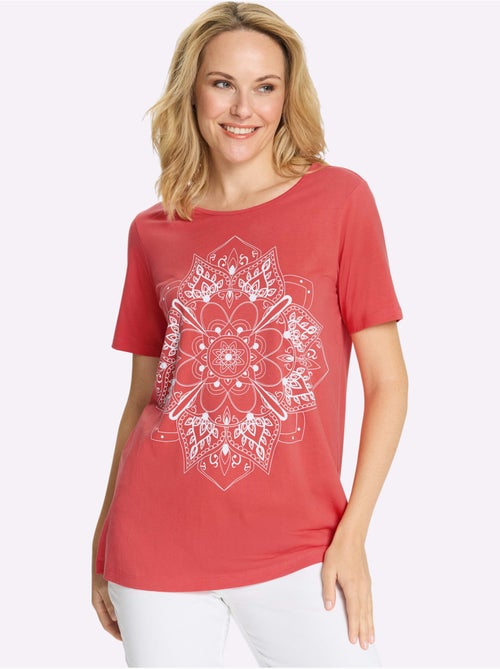 T-shirt long avec encolure ronde et imprimé mandala - Taille standard - Moda Vilona - Kiabi T-shirt long avec encolure ronde et imprimé mandala - Taille standard - Moda Vilona - Kiabi