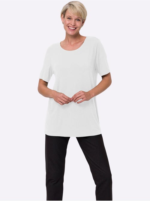 T-shirt long avec encolure ronde et manches mi-longues - Taille standard - Moda Vilona - Kiabi