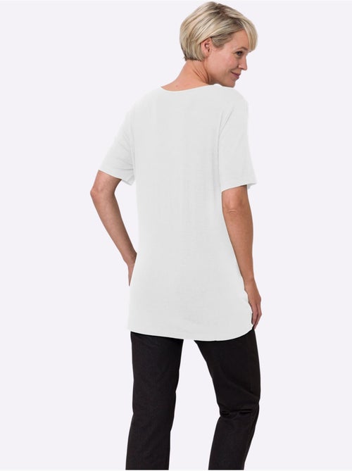 T-shirt long avec encolure ronde et manches mi-longues - Taille standard - Moda Vilona - Kiabi