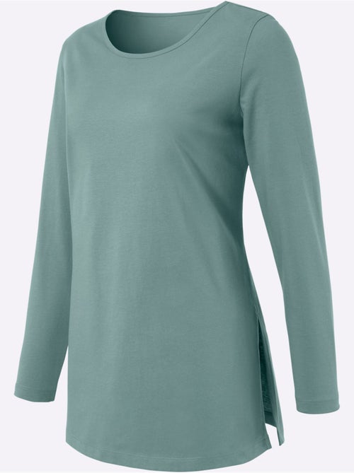 T-shirt long avec fentes latérales et manches longues - Taille standard - Moda Vilona - Kiabi T-shirt long avec fentes latérales et manches longues - Taille standard - Moda Vilona - Kiabi