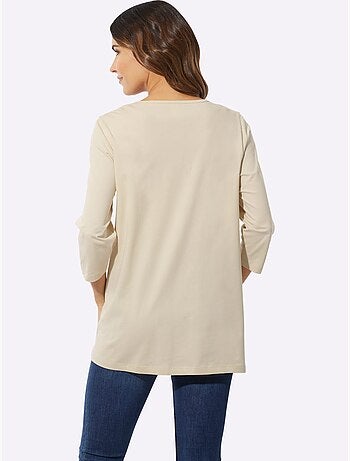 T-shirt long avec imprimé cœur animal et encolure ronde - taille standard - moda vilona