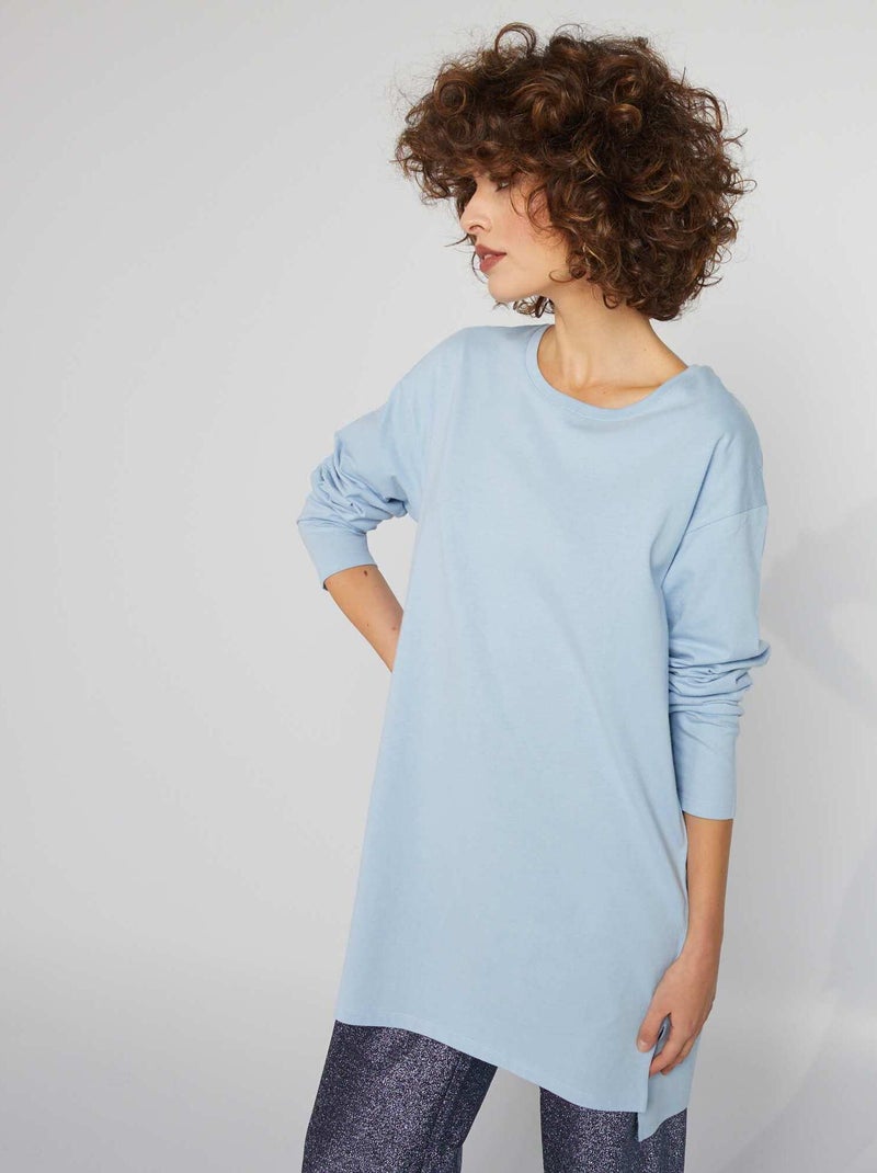 T-shirt long Bleu - Kiabi
