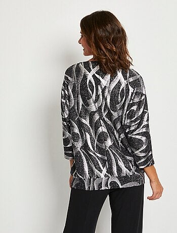 T-shirt long blousant maille pailletée