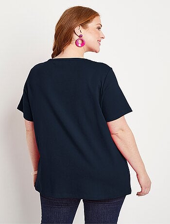 T-shirt long boutonné broderie anglaise
