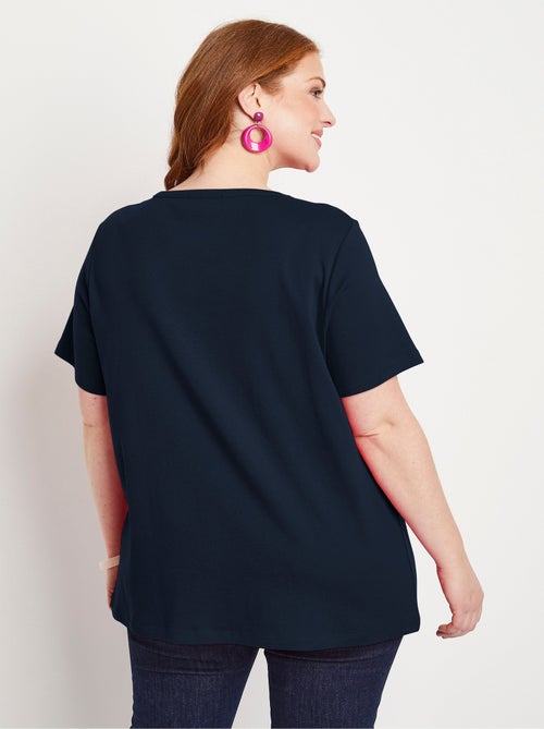 T-shirt long boutonné broderie anglaise - Kiabi