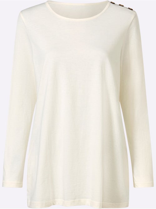 T-shirt long boutons imitation bois - taille standard - moda vilona - Kiabi