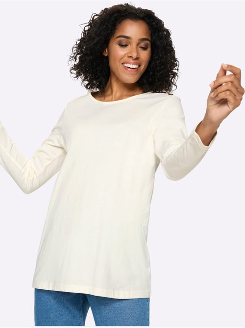 T-shirt long boutons imitation bois - taille standard - moda vilona - Kiabi