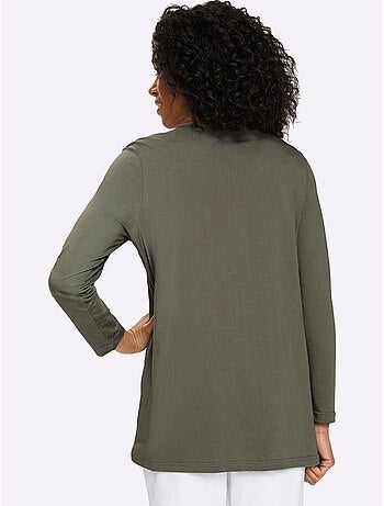T-shirt long boutons imitation bois - taille standard - moda vilona
