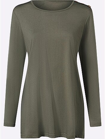 T-shirt long boutons imitation bois - taille standard - moda vilona
