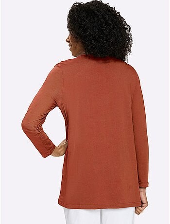 T-shirt long boutons imitation bois - taille standard - moda vilona
