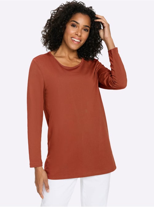T-shirt long boutons imitation bois - taille standard - moda vilona - Kiabi