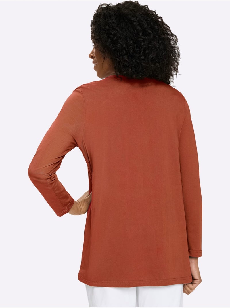 T-shirt long boutons imitation bois - taille standard - moda vilona Orange/Rouge - Kiabi
