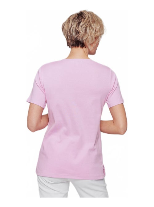 T-shirt long broderie placée fleurs - Kiabi